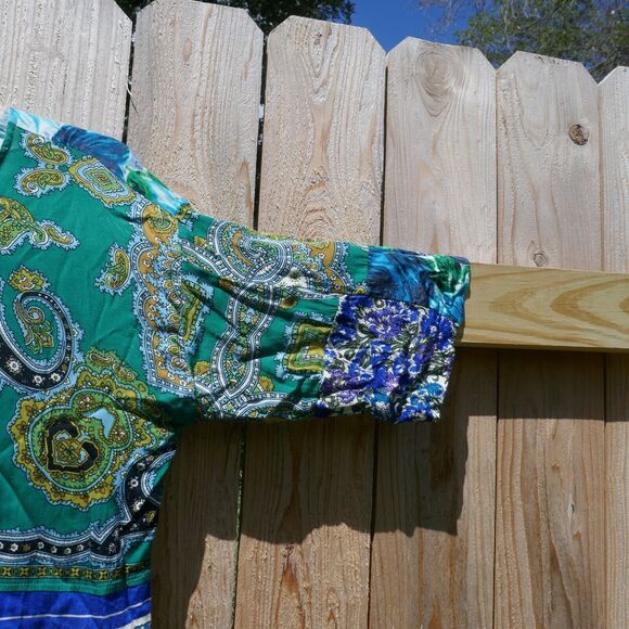 Tiny Anthropologie Blouse Ellery Blue Floral Patchwork Print Top Size Medium - Picture 3 of 7